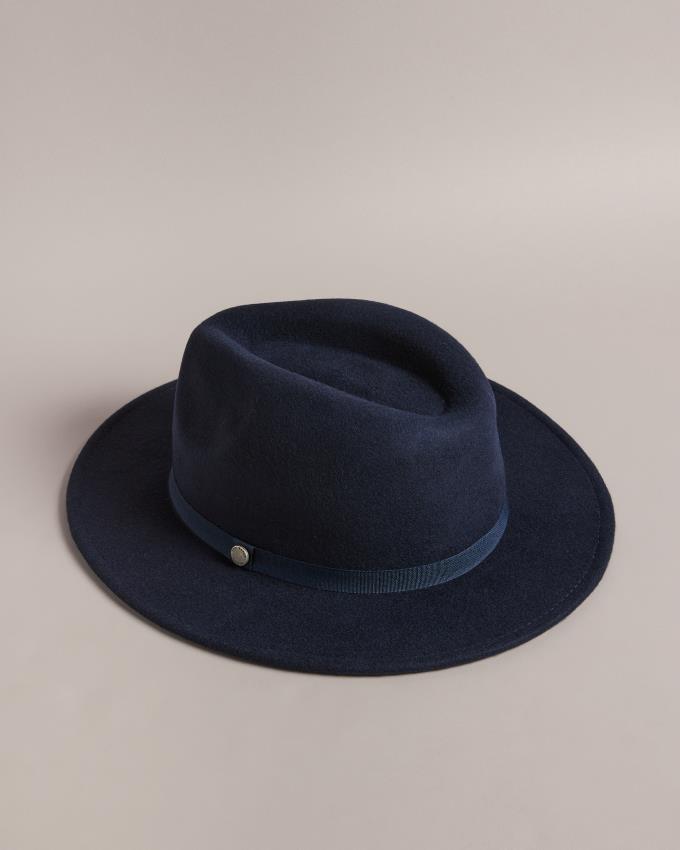 Chapeau Ted Baker Wool Felt Trilby Bleu Marine Homme | RMM-34317789